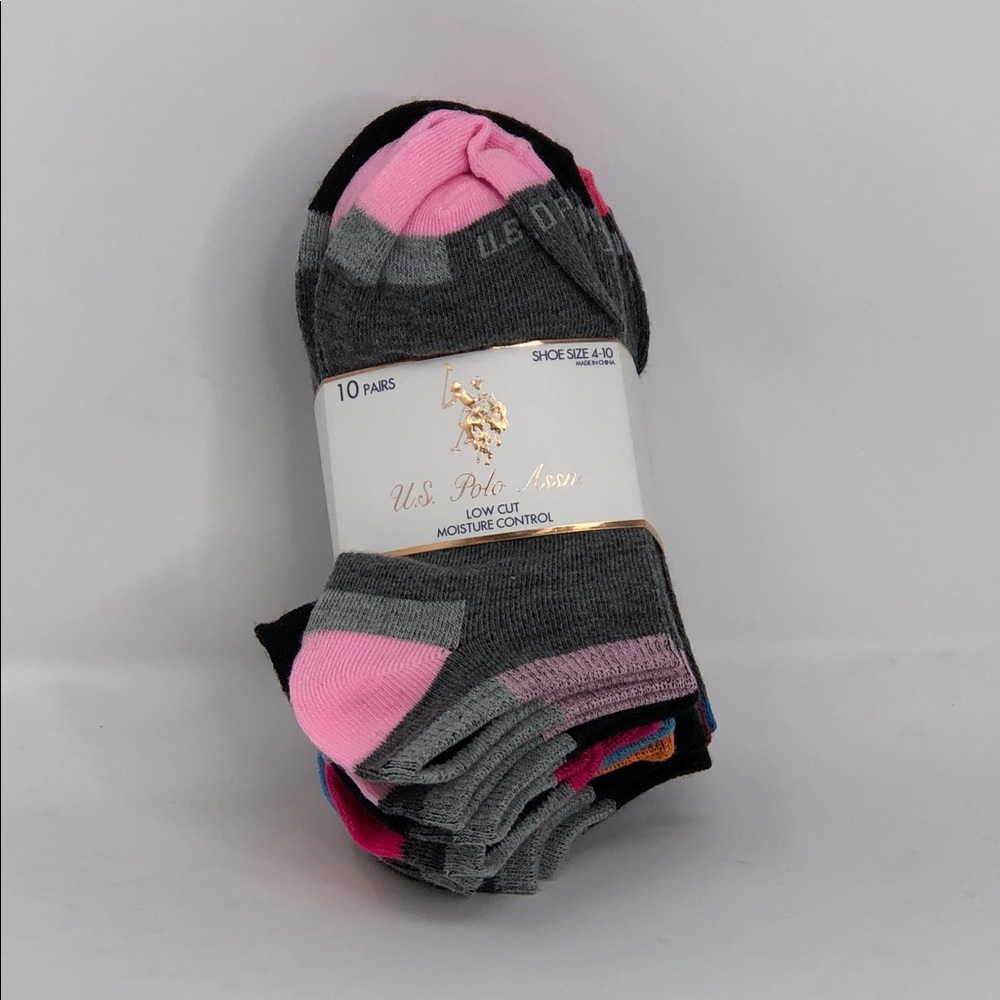 U.S. Polo Assn. Women’s Low Cut Moisture Control Socks - 10 Pack